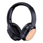 Casque bluetooth en bois de bambou avec carte son int�gr�e, prise en charge carte tf / fm / aux (noir) ...