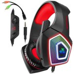 Casque de jeu de contr�le de fil lumineux color� v1 3, 5 mm rvb, longueur du c�ble: 2, 2 m (noir rouge) ...