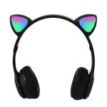 Casque sans fil bluetooth de jeu oreilles de chat émettant de la lumière led p47m (noir) Casque sans fil bluetooth de jeu oreilles de chat émettant de la lumière led p47m (noir)
