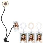 Clip style support de support de t�l�phone portable universel selfie ring light avec 3 - color light ...