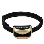 Collier anti - aboiement pour chien tanche rechargeable par usb avec vibration et bip (or)