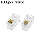 Connecteur de cble de tlphone 4p4c plaqu or  2 broches, ttes en cristal, 4 c?urs, 1000 pices / ...