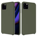 Coque antichoc en silicone liquide de couleur solide pour iphone 11 pro max (vert arme)