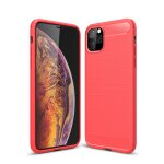 Coque en tpu en fibre de carbone textur�e pour iphone 11 pro max (rouge)