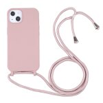 Couleurs candy couleurs tpu cas de protection avec lani�re pour iphone 13 pro (rose gold)