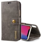 Dg. ming pour iphone x / xs crazy horse texture housse de protection magn�tique amovible avec porte - ...