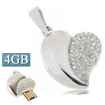 Disque flash en forme de coeur en argent diamant bijoux usb, sp�cial pour les cadeaux de saint valentin ...