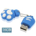 Disque flash usb 2. 0 en silicone en forme de patte d ours de 16 go avec anti - poussire (bleu)