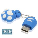 Disque flash usb 2. 0 en silicone avec patte anti - poussire en forme de patte de 4 go (bleu)