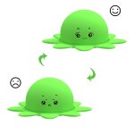 Double expression flip poup�es poulpe silicone unzip jouets, hauteur: 4. 9cm (vert)