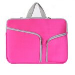 Double poche zip sac  main pour ordinateur portable sac pour macbook pro 15 pouces (magenta)