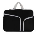 Double poche zip sac  main pour ordinateur portable sac pour macbook pro 15 pouces (noir)