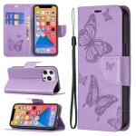 Embossage deux papillons motif horizontal flip pu coque en cuir pu avec support et portefeuille et portefeuill ...