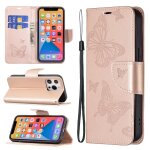 Embossing deux papillons motif horizontal flip pu housse en cuir pu avec support et portefeuille et portefeuil ...