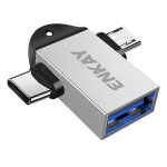 Enkay enk - at112 2 in 1 type - c + micro usb vers usb 3. 0 adaptateur otg en alliage en aluminium (argent) ...