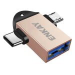 Enkay enk - at112 2 in 1 type - c + micro usb vers usb 3. 0 adaptateur otg en alliage en aluminium (golden) ...