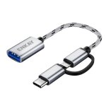 Enkay enk - at113 2 in 1 type - c / micro usb vers usb 3. 0 cble adaptateur otg tress en nylon (argent) ...