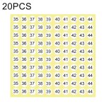 �tiquette de taille de chaussure d'autocollant de num�ro de forme ronde de 20 pi�ces, num�ro 35 - 44