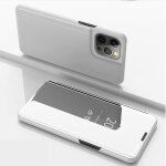 tui de cuir horizontal de miroir plaqu horizontal avec support pour iphone 13 pro (argent)