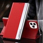 �tui en cuir horizontal horizontal ultra - mince ultra - mince lat�ral avec support pour iphone 13 (rouge) ...