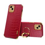 Étui en cuir à motif de crocodile tpu galvanoplié avec porte - bague pour iphone 13 pro (rouge) Étui en cuir à motif de crocodile tpu galvanoplié avec porte - bague pour iphone 13 pro (rouge)