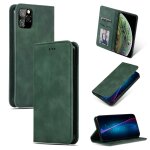Etui en cuir avec rabat horizontal magntique business skin feel pour iphone 11 pro max (vert arme)