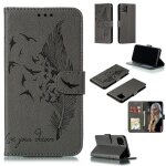 Etui en cuir  rabat horizontal avec motif de plume et texture litchi avec emplacements pour portefeuille ...