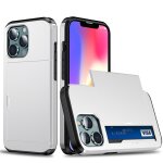 Étui de protection des armures antichoc avec fente de carte de diapositive pour iphone 13 (blanc) Étui de protection des armures antichoc avec fente de carte de diapositive pour iphone 13 (blanc)