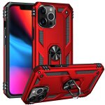 tui de protection tpu + pc antichoc avec support rotatif  360 degrs pour iphone 13 pro (rouge)
