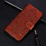Etui � rabat horizontal en cuir mandala avec motif gaufrage pour iphone 11 pro max, avec support et logements ...