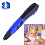 Gene 6e abs / pla filament enfants dessin 3d stylo d impression avec cran lcd (bleu + noir)