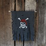 Halloween d�coration jolly roger skull banni�re pirate flag party supplies, petit format: 47 x 51cm