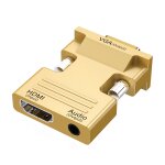 Hdmi femme  vga male avec adaptateur audio convertisseur de projecteur tv (gold) adaptateur audio (gold) ...
