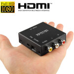 Hdv - m610 adaptateur convertisseur vido full hd 1080p hdmi vers av / cvbs mini taille (noir)