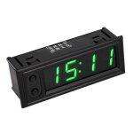 Horloge lumineuse �lectronique � led haute pr�cision de voiture 3 en 1 + thermom�tre + voltm�tre (vert) ...