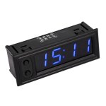 Horloge lumineuse � led �lectronique haute pr�cision de voiture 3 en 1 + thermom�tre + voltm�tre (bleu) ...