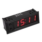 Horloge lumineuse � led �lectronique de haute pr�cision de voiture 3 en 1 + thermom�tre + voltm�tre (rouge) ...