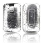 Housse croco - apple iphone 3g / 3gs / 4 / 4s / samsung i900 omnia - argent