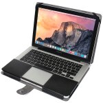 Housse en cuir pour ordinateur portable avec bouton - pression pour macbook pro 13, 3 pouces (noir)