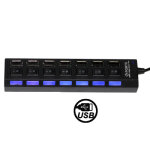 Hub usb 2. 0 7 ports, avec 7 commutateurs et 7 led, noir (noir)