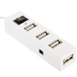 Hub usb 2. 0 haute vitesse 4 ports avec commutateur, plug and play (blanc)