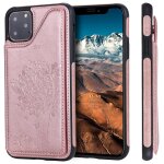 Pour iphone 11 pro max arbre  chat gaufrage motif antichoc etui de protection avec fentes pour cartes ...