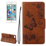 Pour iphone 8 & 7 fleurs presses papillon motif horizontal tui en cuir avec porte - cartes & fentes ...