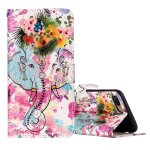 Pour iphone 8 plus et 7 plus fleur en relief lphant motif lphant motif horizontal flip etui en cuir ...