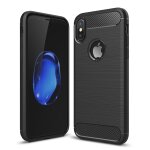 Pour iphone x fibre de carbone tpu texture brossée housse de protection arrière antichoc (noir) Pour iphone x fibre de carbone tpu texture brossée housse de protection arrière antichoc (noir)
