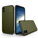 Pour iphone x tpu + pc dropproof housse de protection arrière avec slot pour carte (army green) Pour iphone x tpu + pc dropproof housse de protection arrière avec slot pour carte (army green)