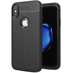 Pour iphone x / xs litchi texture housse de protection arri�re en tpu (noir)