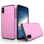 Pour iphone x / xs tpu + pc housse de protection arri�re � l �preuve des gouttes avec fente pour carte ...