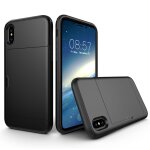 Pour iphone x / xs tpu + pc housse de protection arri�re � l �preuve des gouttes avec fente pour carte ...