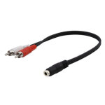 Jack stro femelle 3, 5 mm vers 2 fiches mles rca, longueur: 38cm